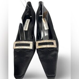Manolo Blahnik Hangisi With Rare Baguette Crystal detail - Kitten Heel Pump -